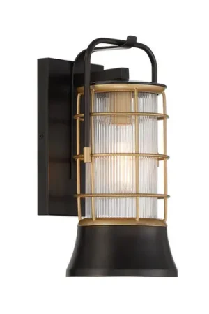 Applique da esterno RIVAMAR, altezza 34 cm, nero/oro, IP44 E27 Ultima Occasione