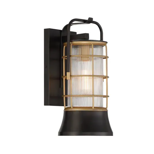 Applique da esterno RIVAMAR, altezza 34 cm, nero/oro, IP44 E27 Ultima Occasione