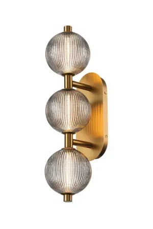 Professionale Appliance a LED PALMAS oro/grigio fumo Larghezza 59 cm a 3 luci IP44