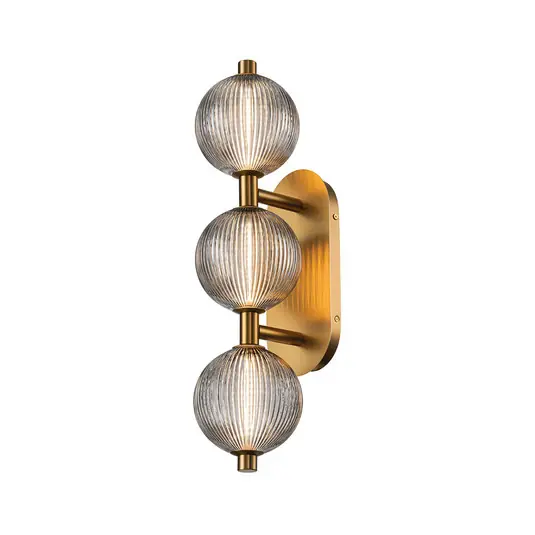 Professionale Appliance a LED PALMAS oro/grigio fumo Larghezza 59 cm a 3 luci IP44