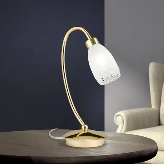 Lampada da tavolo CARLA, color ottone, altezza 32 cm, metallo/vetro Nuovo Arrivo