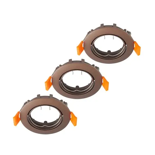 Prezzo Ridotto PRIOS Plafoniera a incasso Fibur, bronzo, zinco, Ø 8,2 cm, set da 3