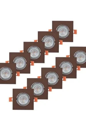PRIOS Luci da incasso Fibur, bronzo opaco, 9 cm, GU10, confezione da 10 Offerta