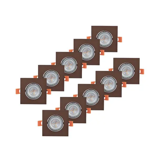 PRIOS Luci da incasso Fibur, bronzo opaco, 9 cm, GU10, confezione da 10 Offerta