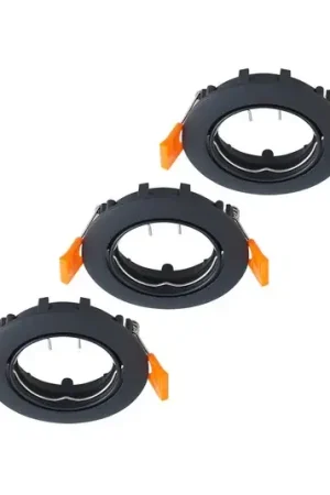 PRIOS Plafoniera a incasso Fibur, nero, zinco, Ø 8,2 cm, set da 3 Scelto Dai Clienti
