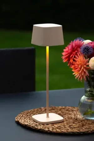 Lampada da tavolo LED ricaricabile Capri, altezza 36 cm, color sabbia, IP54 A Buon Prezzo