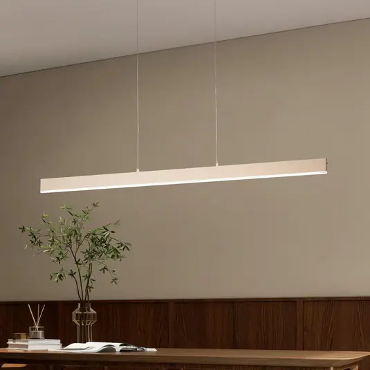 Lampada LED a sospensione Silvano, sabbia, lunghezza 115 cm, CCT, dimmer touch Occasione Imperdibile