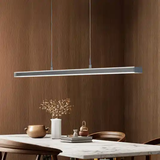 Offerta Speciale Lampada LED a sospensione Valeno, grigia, lunghezza 115 cm, CCT, dimmer touch
