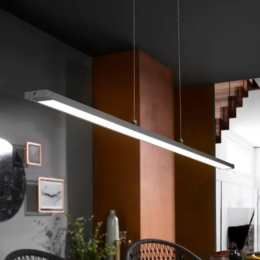 Pagamento Sicuro Lampada LED a sospensione Marlo, grigia, lunghezza 120 cm, CCT, dimmer touch
