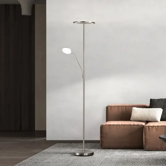 Lampada LED da pavimento Sorento nichel Altezza 182 cm a 2 luci CCT Touchdim Soddisfatti O Rimborsati