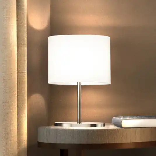 Must-Have Lampada da tavolo Modena, bianco/nichel, chintz, altezza 27 cm, E14