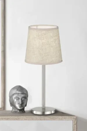 Lampada da tavolo Rimini, sabbia/nichel, tessuto, altezza 30 cm, E14 Offerta Del Giorno