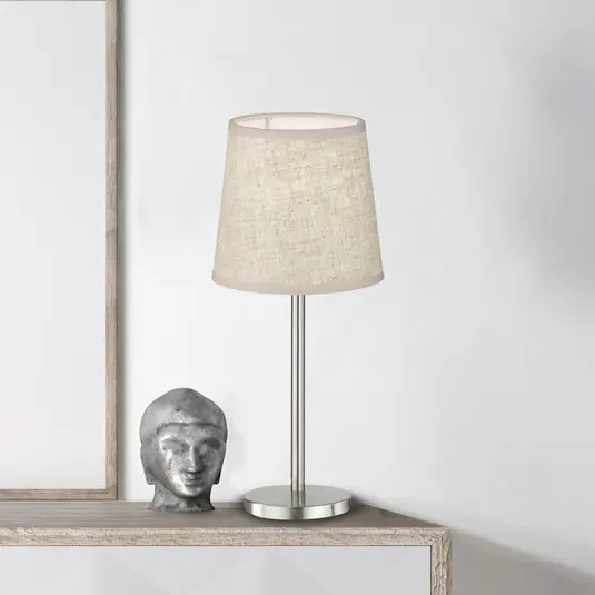 Lampada da tavolo Rimini, sabbia/nichel, tessuto, altezza 30 cm, E14 Offerta Del Giorno