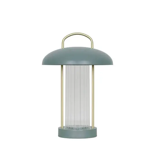 Lampada da tavolo LED ricaricabile Mirano, altezza 29 cm, verde polvere, metallo Economico
