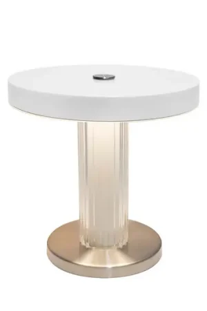 Lampada da tavolo LED ricaricabile Trezzi, bianca, altezza 22 cm, metallo/vetro Professionale