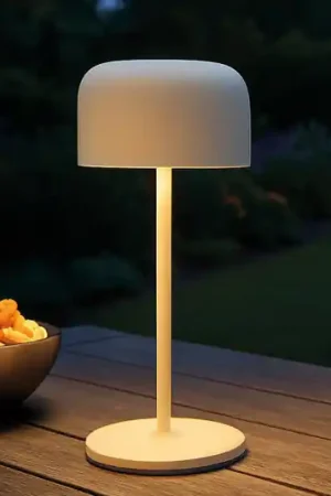 Lampada LED da tavolo ricaricabile Finley beige sabbia Altezza 22 cm Metallo, Ultima Occasione