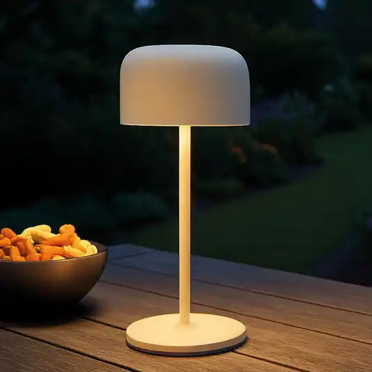 Lampada LED da tavolo ricaricabile Finley beige sabbia Altezza 22 cm Metallo, Ultima Occasione