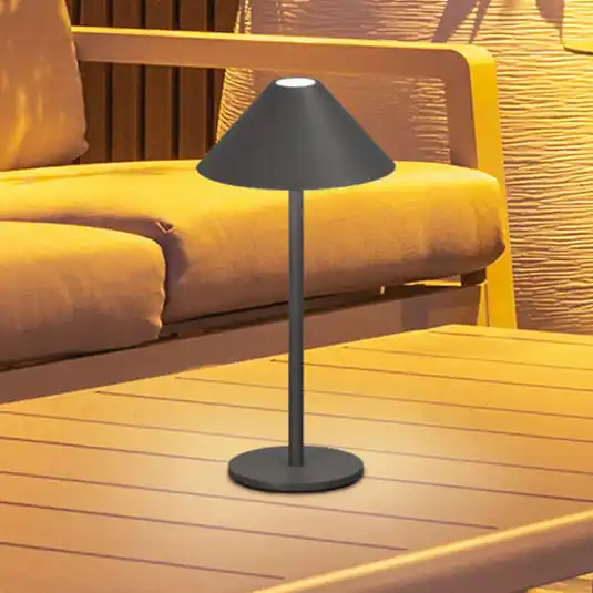 Promozione Lampada LED da tavolo ricaricabile Prato, grigio sabbia, altezza 25 cm Metallo,