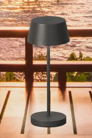 Lampada LED da tavolo ricaricabile Sienna Pro, grigio sabbia, 24 cm, metallo Professionale