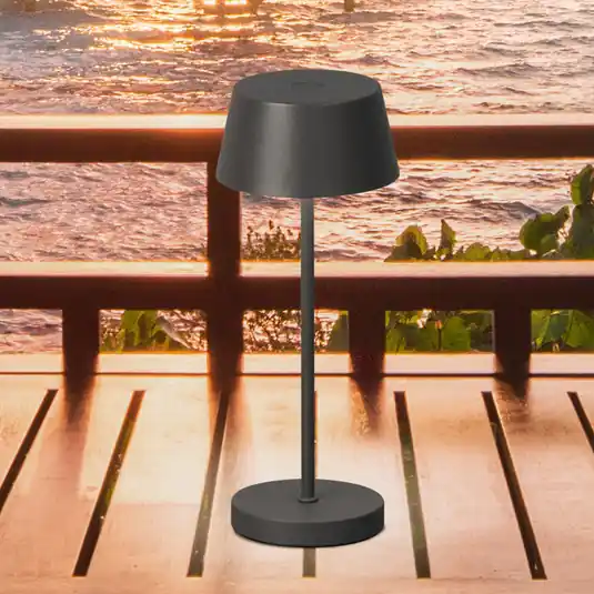 Lampada LED da tavolo ricaricabile Sienna Pro, grigio sabbia, 24 cm, metallo Professionale