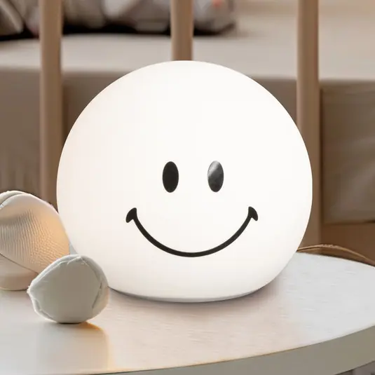 Lampada a LED ricaricabile Smiley, bianca, Ø 13 cm, silicone Compra Adesso