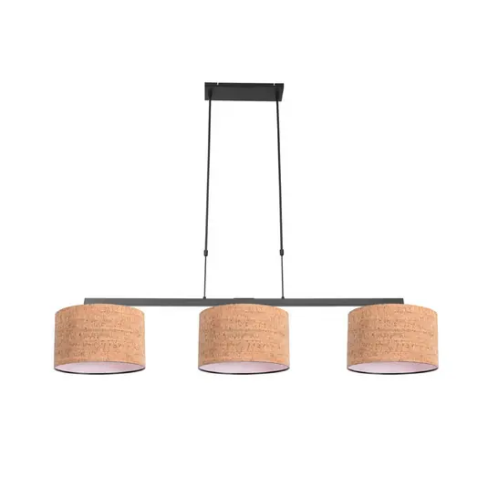 Non Perdere Lampada a sospensione Stang, nero/marrone, lunghezza 140 cm, sughero, a 3 luci.