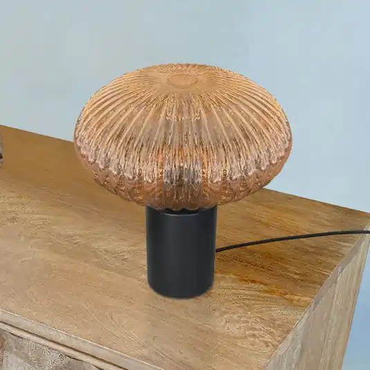 Lampada da tavolo Bloeba, Ø 30 cm nero/ambra, vetro Bestseller