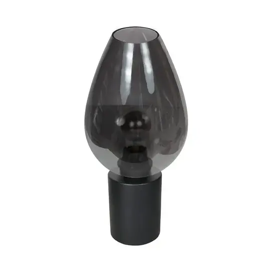 Lampada da tavolo Bloeba, nero/grigio fumo, Ø 22 cm, vetro a goccia Compra Online