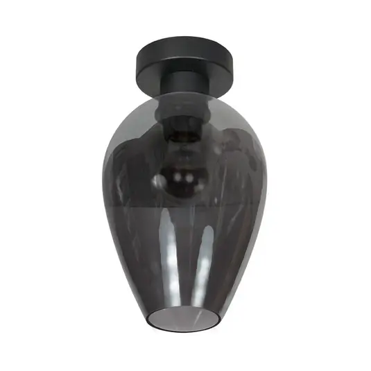 Plafoniera Bloeba, nero/grigio fumo, Ø 22 cm, goccia in vetro Economico