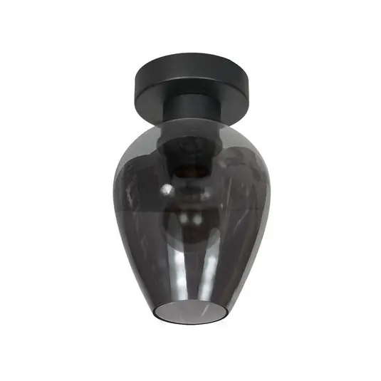 Plafoniera Bloeba, nero/grigio fumo, Ø 15 cm, goccia in vetro Miglior Prezzo