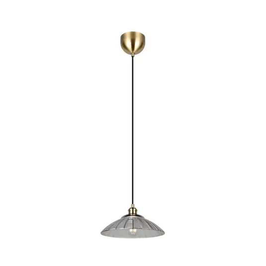 Promo Stagionale Lampada a sospensione Eluna, trasparente/ottone anticato Ø 30 cm vetro/metallo