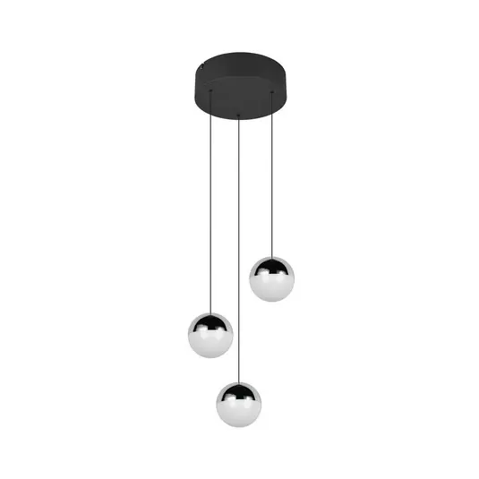 Ultime Pezzi Lampada LED a sospensione Senta, color cromo, Ø 25 cm, 4.000 K a 3 luci.