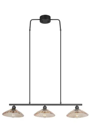Compra Oggi Stesso Lampada a sospensione Eluna, ambra/nero, 100 cm, vetro/metallo, a 3 luci.