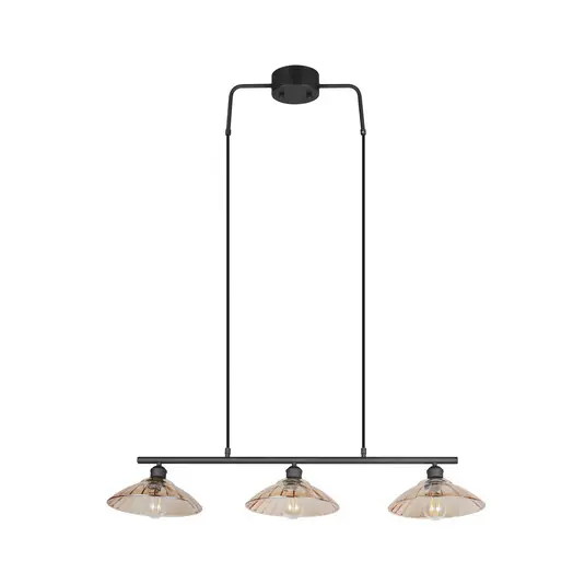Compra Oggi Stesso Lampada a sospensione Eluna, ambra/nero, 100 cm, vetro/metallo, a 3 luci.