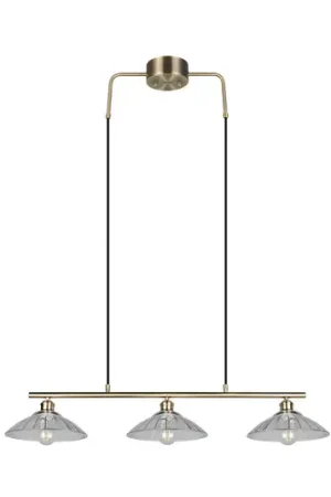 Consegna Rapida Lampada a sospensione Eluna, trasparente/ottone anticato, 100 cm vetro/metallo