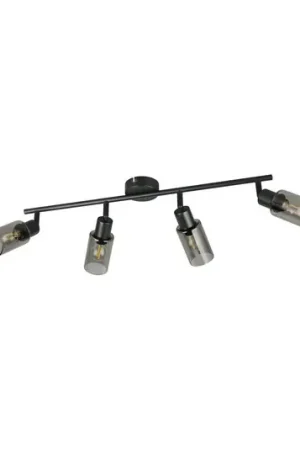 Faretto Mars, lunghezza 82 cm, nero opaco, a 4 luci, metallo E14 Must-Have