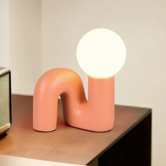 Lampada da tavolo Quinn, arancione, altezza 22 cm, ceramica/vetro, G9 Super Prezzo