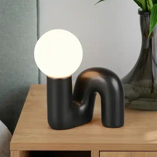 Lampada da tavolo Quinn, nera, altezza 22 cm, ceramica/vetro, G9 Non Perdere