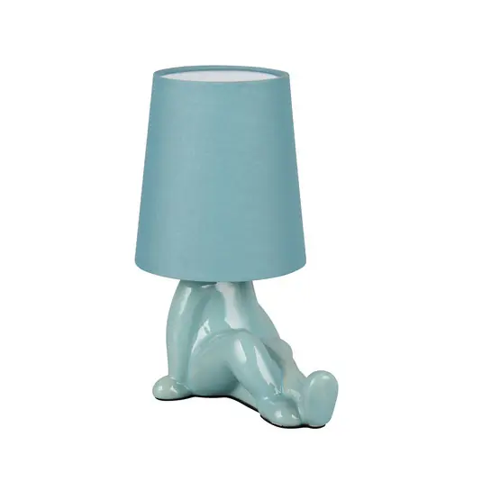 Lampada da tavolo Huma, blu, altezza 25 cm, tessuto/ceramica, E14 Offerta Limitata