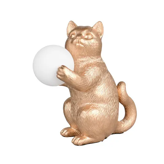 Ultimissimo Modello Lampada da tavolo Gatio, color oro, altezza 30 cm, resina sintetica, G9