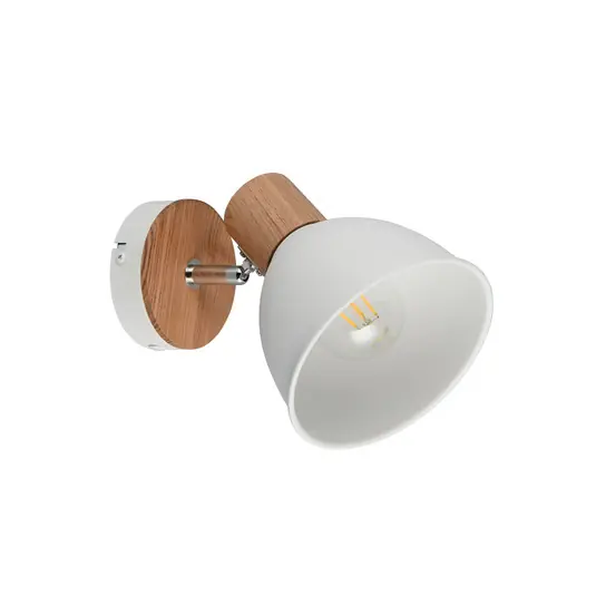Plafoniera Delume, bianca, Ø 15 cm, 1 luce, metallo/legno Nuovo Arrivo