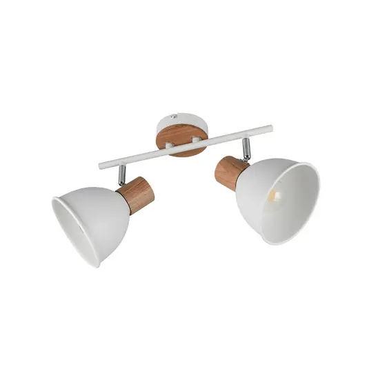 Plafoniera Delume, bianca, lunghezza 49 cm, a 2 luci, metallo/legno Professionale