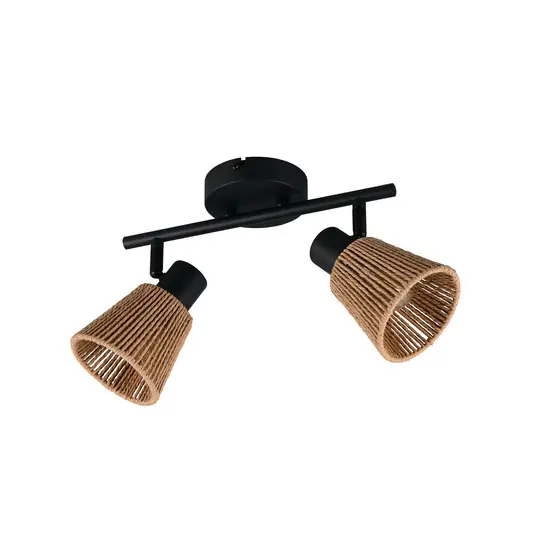 Bestseller Plafoniera Natrel, nero/marrone, lunghezza 41 cm, a 2 luci, metallo