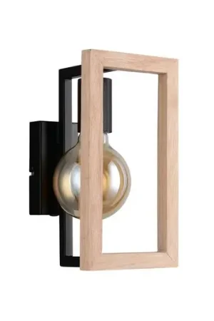 Applique Bano, legno/nero, altezza 25 cm, metallo, E27 Nuova Collezione