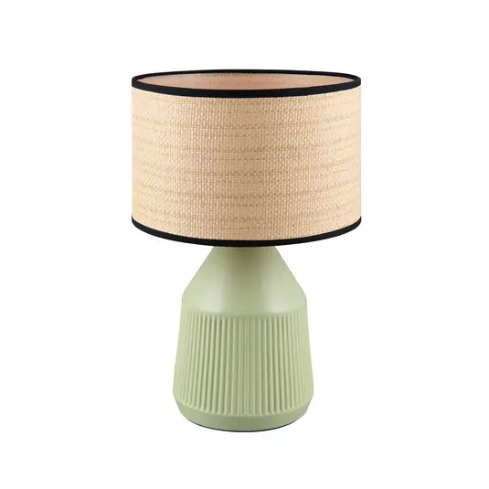 Professionale Lampada da tavolo Formentera, verde/beige, altezza 43 cm Ceramica/carta