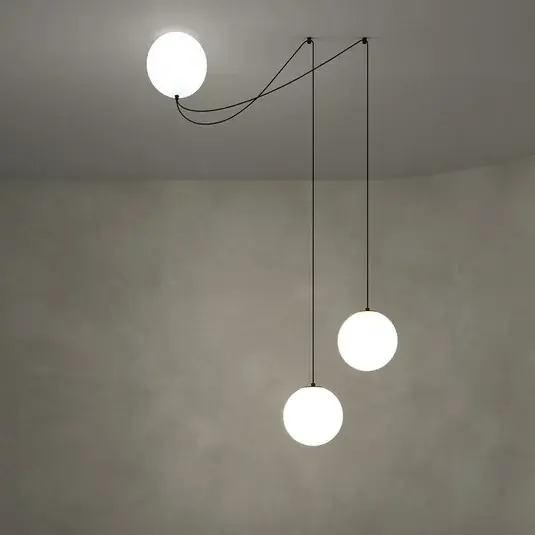 Lampada LED a sospensione Maytoni Twins, nera, vetro, Ø 20 cm Esclusivo