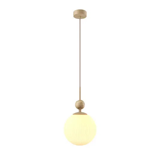 Lampada a sospensione Maytoni Tavo, beige, travertino/vetro, Ø 20 cm Occasione Imperdibile