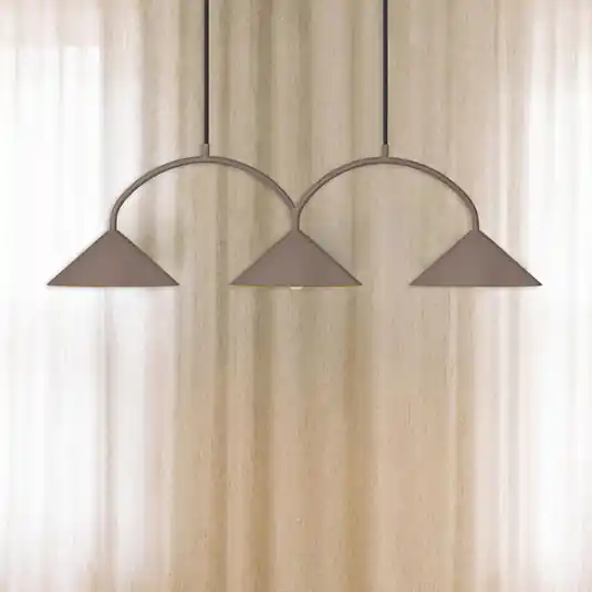 Scelto Dai Clienti Globen Lighting Lampada a sospensione CURVE, lunghezza 95 cm, marrone, a 3 luci.