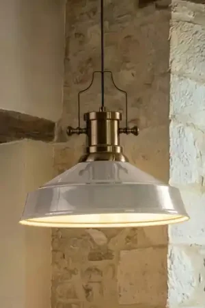 Lampada a sospensione Augusta, grigia, Ø 40 cm, metallo, E27, vintage Prezzo Conveniente
