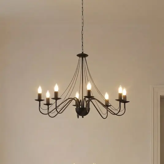 Lampadario Malbo, nero, metallo, a 8 luci, E14 Popolare